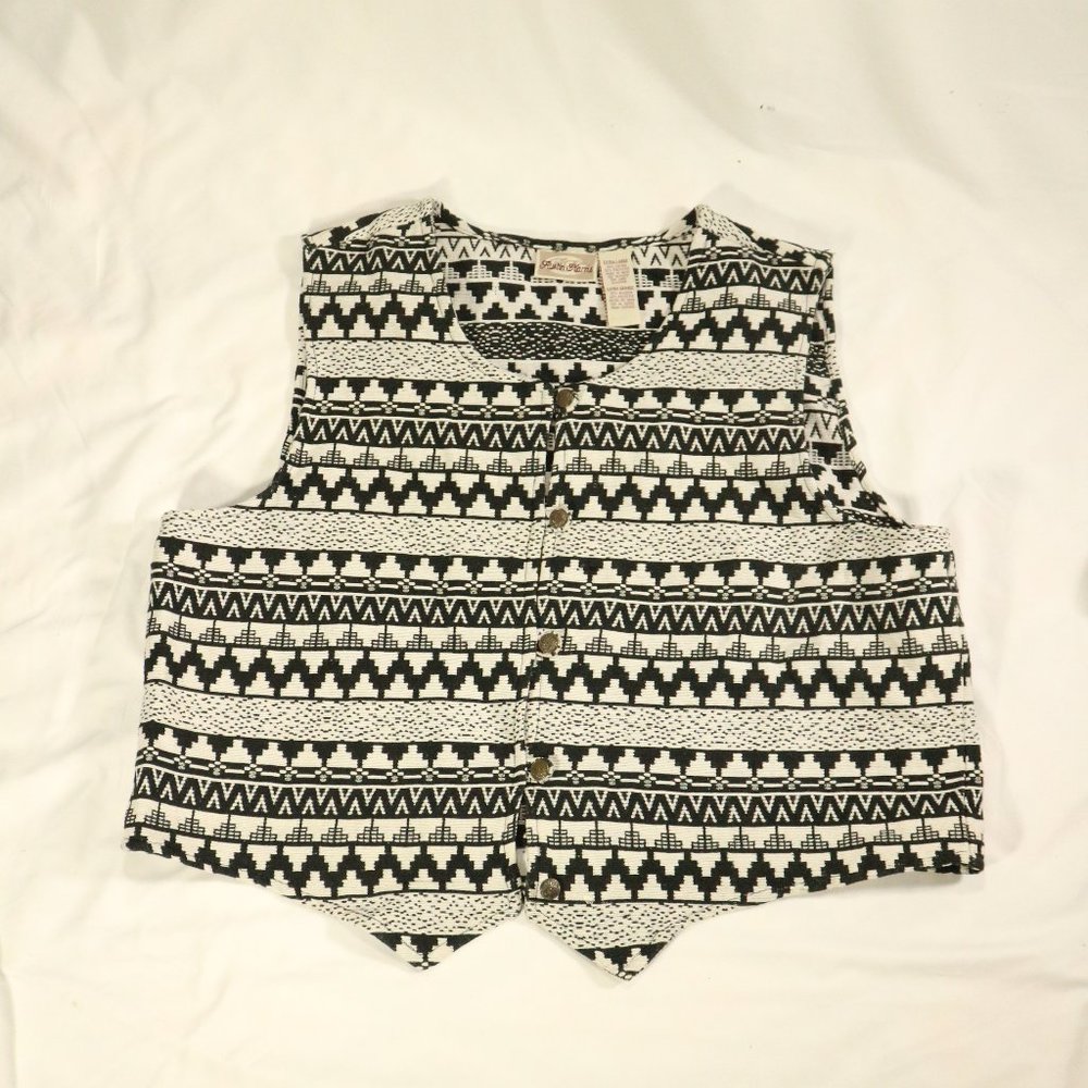 Vtg AUSTIN HARRIS Aztec Print Button Vest Sz XL Men - Picture 2 of 13